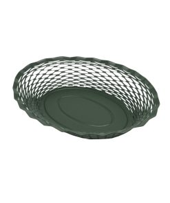 ROGER ORFEVRE – VINTAGE CORBEILLE PAIN OVALE VERT SAPIN 30X24 CM