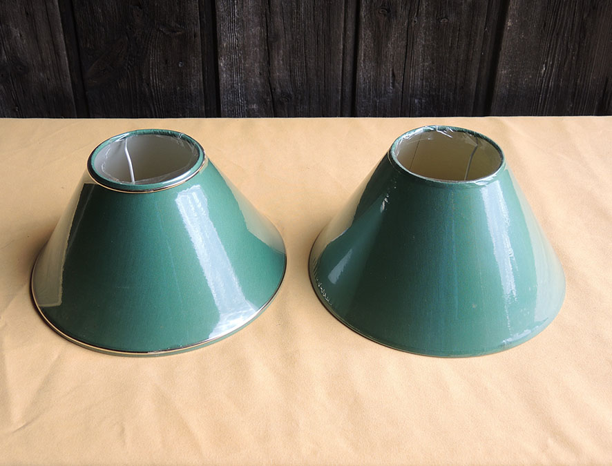 2 Abat-Jour Vintage Vert NEUFS (bande dorée) x 2 D 25,2cm